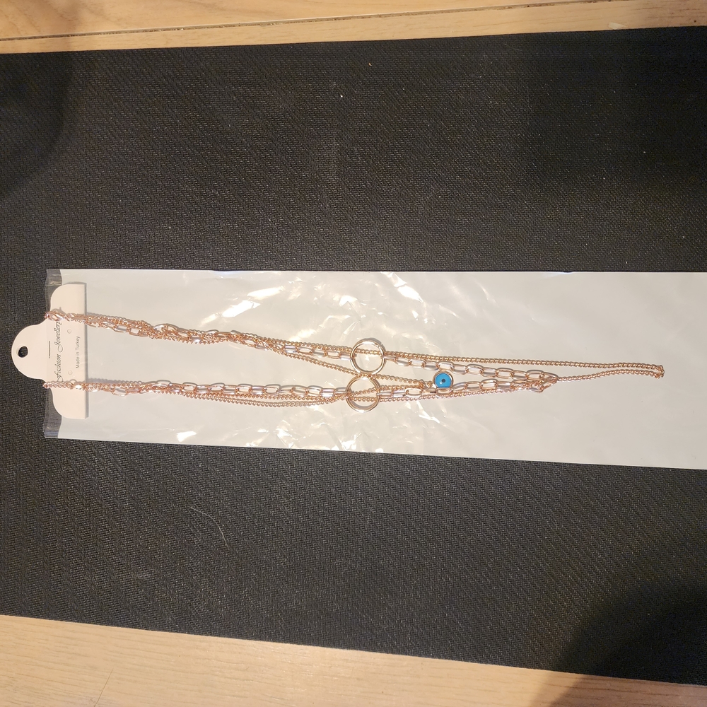 Fashion Jewelry Gold And Blue Layered Necklace
